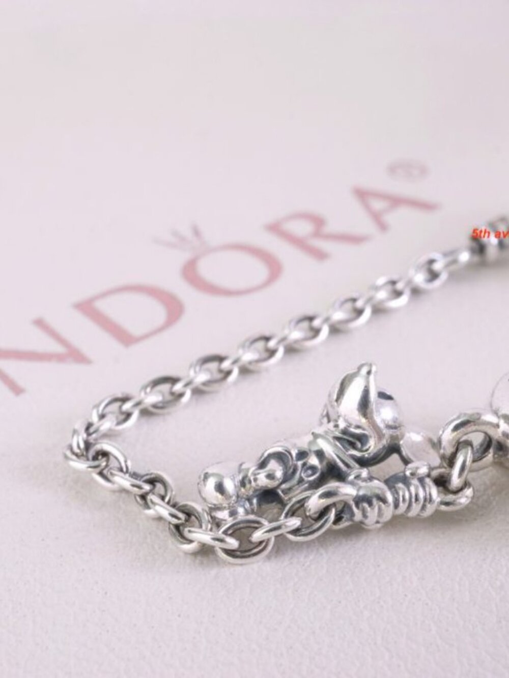 Pandora Disney Climbing Mickey Safety Chain / Authentic Pandora Silver Charms - Picture 2 of 5